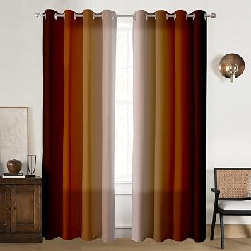 Burnt Orange Ombre Curtains 84 Inch Length 2 Panels Set, Abstract Terracotta Gradient Room Darkening Curtains for Living Room Bedroom Window Curtain Modern Decorative Grommet Drapes