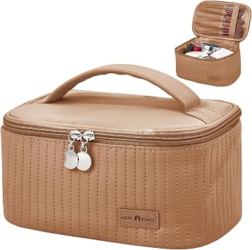 Makeup Bag Travel Cosmetic Bag, Large Capacity Makeup Organizer Bag and Storage, Portable PU Leather Pouch Toiletry Bag Make up Organizer, Cosmetic Bags for Women