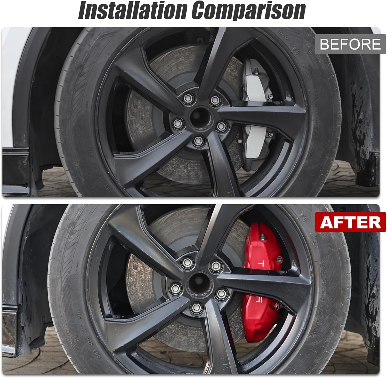 4Pcs Silicone Brake Caliper Covers for Model Y Juniper Caliper Cover Protector Set for Juniper 2026 Easy Slip-On Fit & No Wheel Removal (RED)