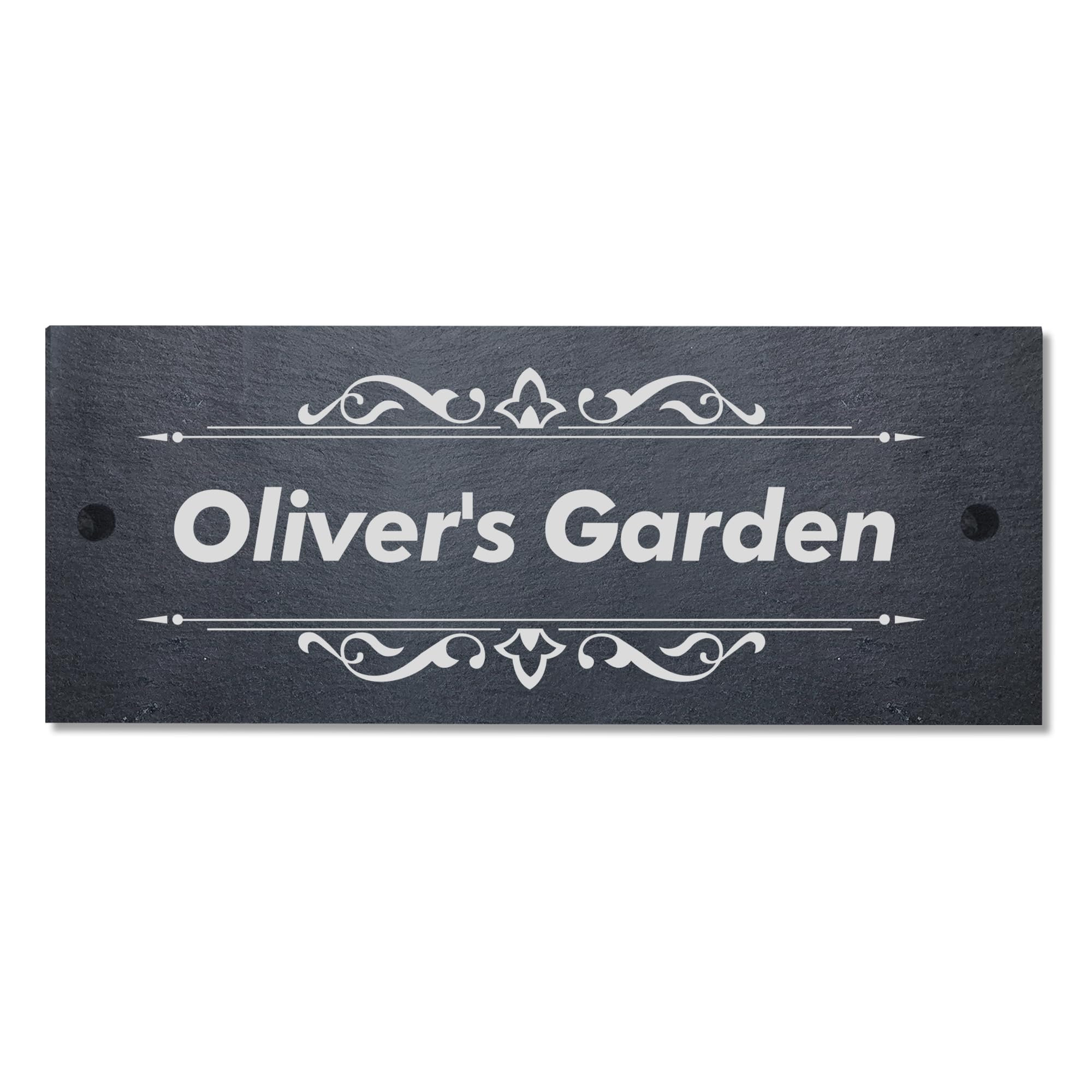 Slate House Signs Personalised Plaques Engraved Slate House Sign Outdoor Decoration Personalised Signs for Outside Welcome Sign with Wall Fixings 25x10cm (Design 7)