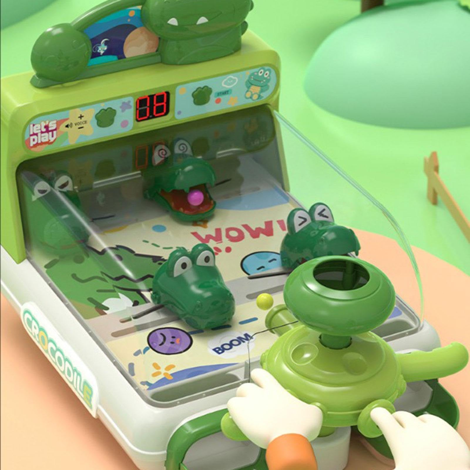 1 Pezzo Gioco Pinball Educativo Crocodile Macchina Tavolo Giocattolo Elettronico Interattivo con Luci E Suoni per Bambini Adatto a Momenti, Verde, Taglia unica bambino