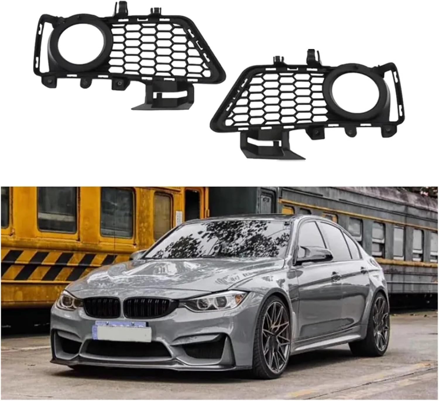 Car Front Bumper Grille Fog Light Grille Cover Compatible With BMW 3 Series F30 F31 F35 M-Package 2012 2013-2018 51118062631 51118062632