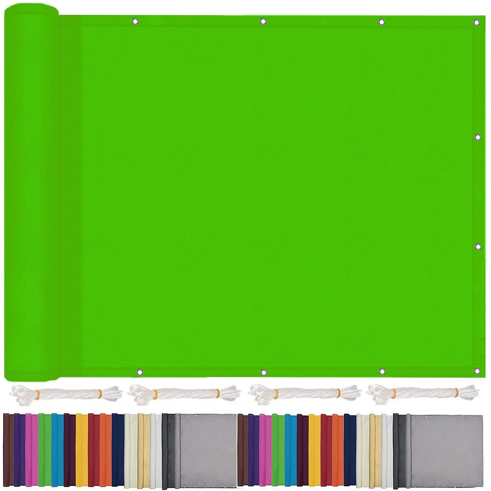 Voile d'ombrage rectangulaire 5x6.5m vert tendre en polyester pour grand patio