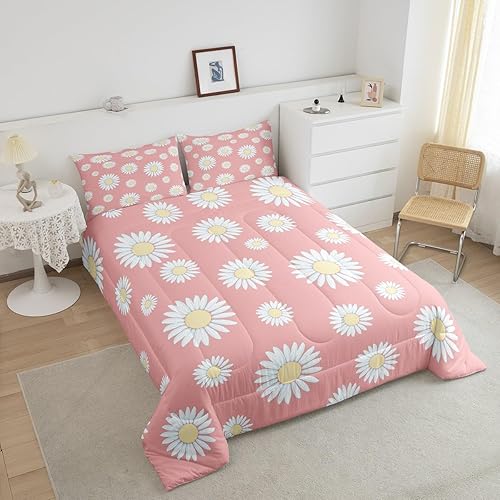 Miniatura 2 de Erosebridal Daisy - Juego de ropa de cama tamaño matrimonial con estampado floral bohemio, romántico, flores de jardín, juego de edredón botánico