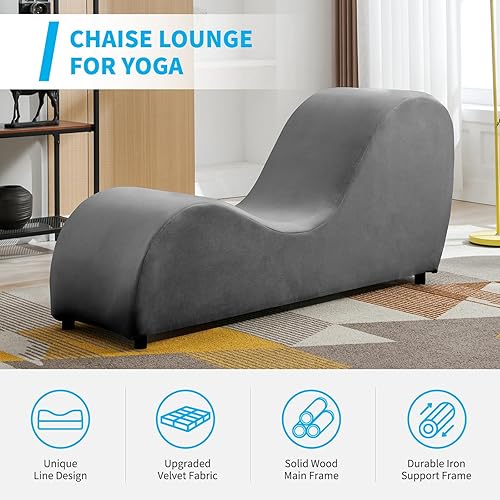 Miniatura 9 de Mjkone Silla de yoga para sala de estar  Chaise Lounge con cojín de relleno extraíble  Tumbona para hacer ejercicio y relajarse  Sofá de yoga con