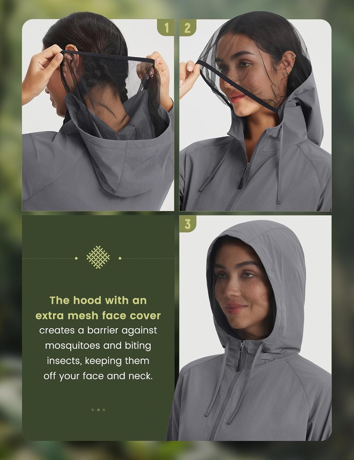 baleaf Women's Sun Shirts Long Sleeve Jackets Mosquito Hiking Lightweight Running UPF 50+ Hoodie UV with 2 Pockets Shirt Dark Gray XL - Image 4