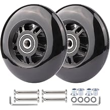 2-Pack PU Luggage Suitcase Replacement Wheels Repair Kit w/ABEC-7 Bearings and 6mm Axles for Trolley Carry-on Roller Travel Bag 90 * 24mm