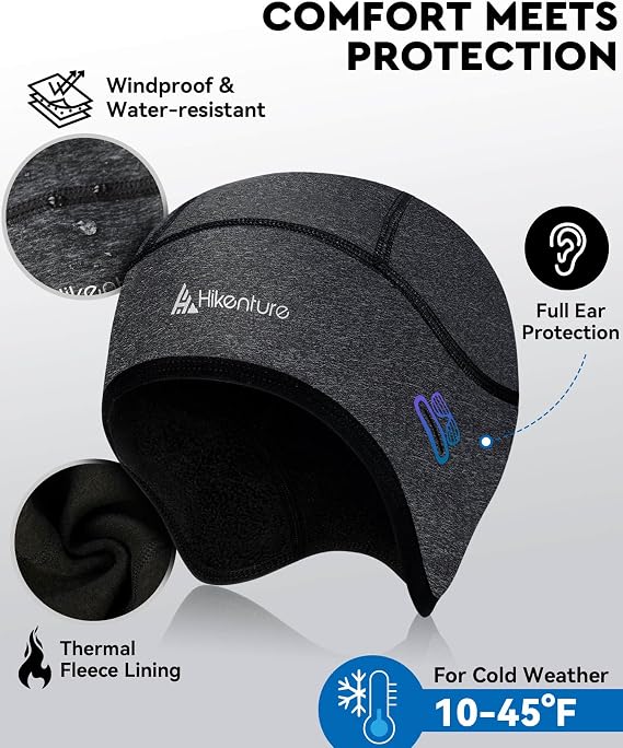 Hikenture Skull Cap Helmet Liner with Glasses Holes, Winter Cycling Cap