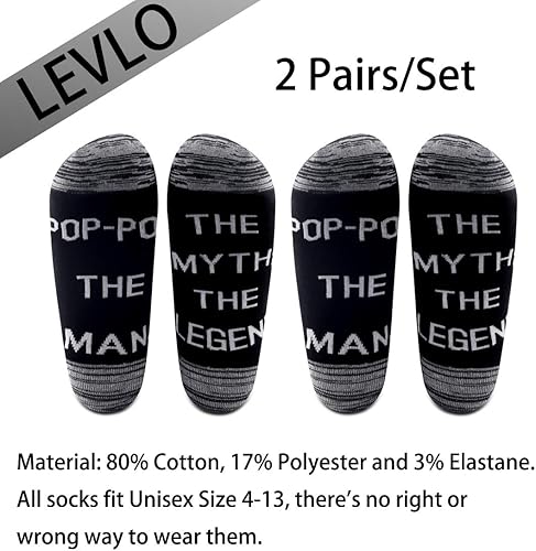 Miniatura 2 de LEVLO Pop Gift Pop-Pop the Man The Myth The Legend Calcetines para el Día del Padre para papá, abuelo, hombres, regalo de cumpleaños