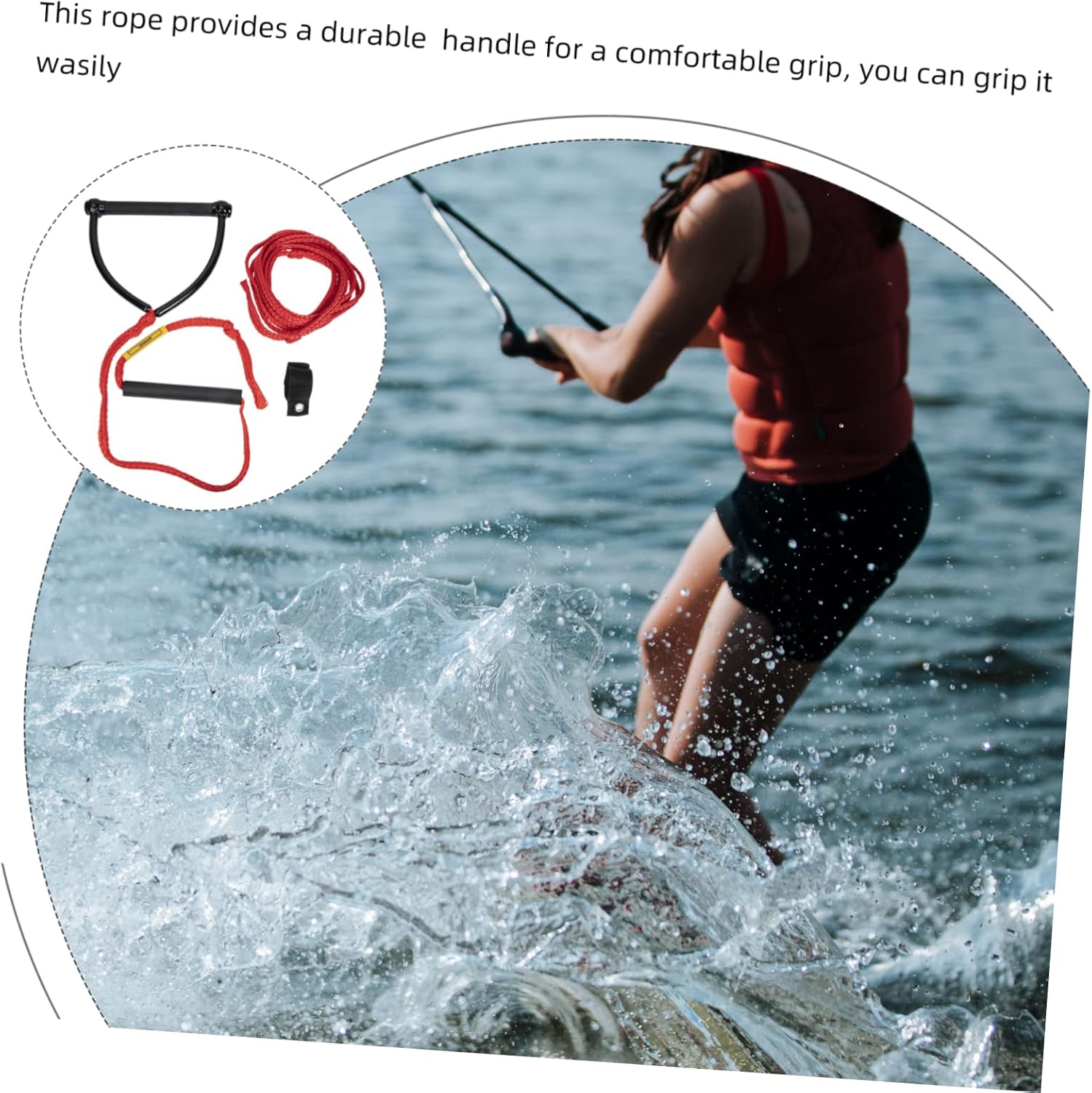 VANZACK Wakeboard Rope Wear Resistant Water Skiing Strap for Tubing Wakeboarding Durable Handle for Beginners Portable Sturdy Design