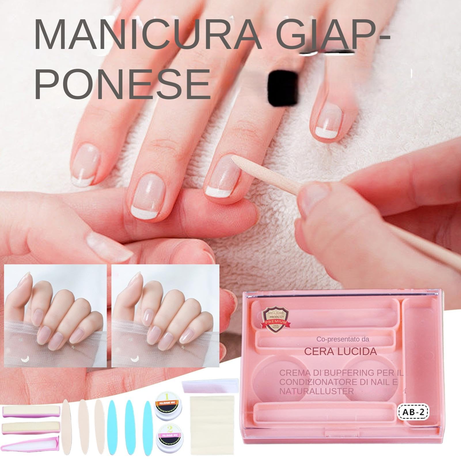 Set manicure giapponese | Kit cura della riparazione unghie | Kit strumenti unghie naturale manicure | Il rafforzamento manicures professionali imposta i trattamenti crescita