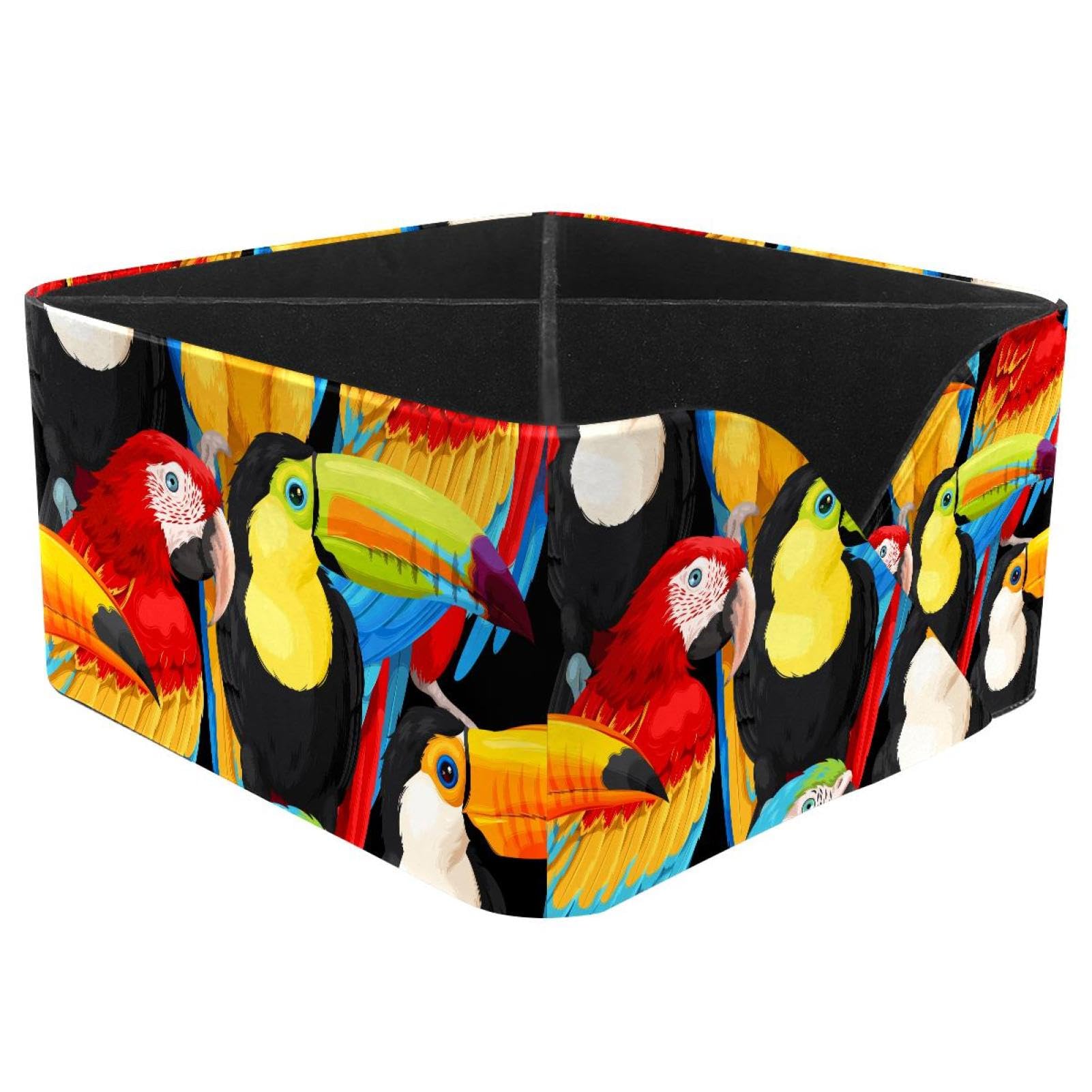 KengjuTesu Macaws and Toucans Colorful Birds Pattern Desktop Organizer Pen Holder, Rectangular Pencil Cup for Office, Study and Makeup Stations