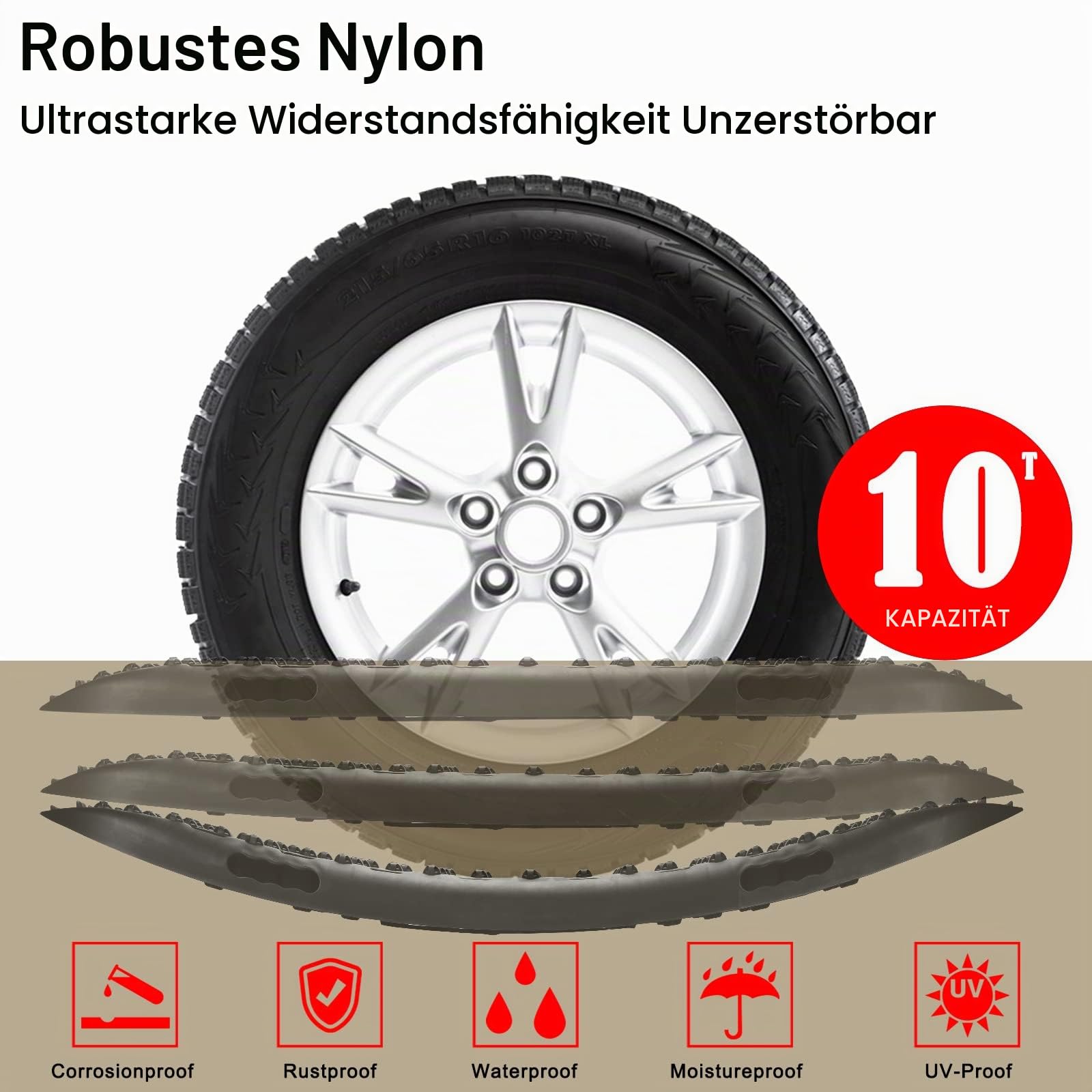 2 Stücke Sandbleche Anfahrhilfe Traction Mats,Schlamm Schnee Sand Recovery Board Offroad Tracks Traktionsmatte,mit Aufbewahrungstasche und Installationstool,10T Last für PKW LKW Geländewagen