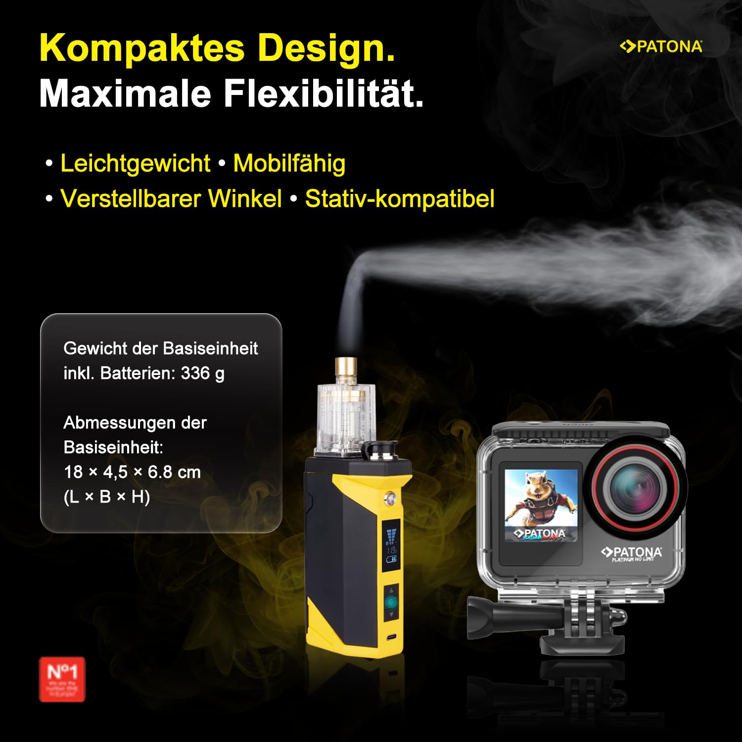 PATONA Mobile Nebelmaschine mit Akku | Rauchmaschine mit dichter Nebel
