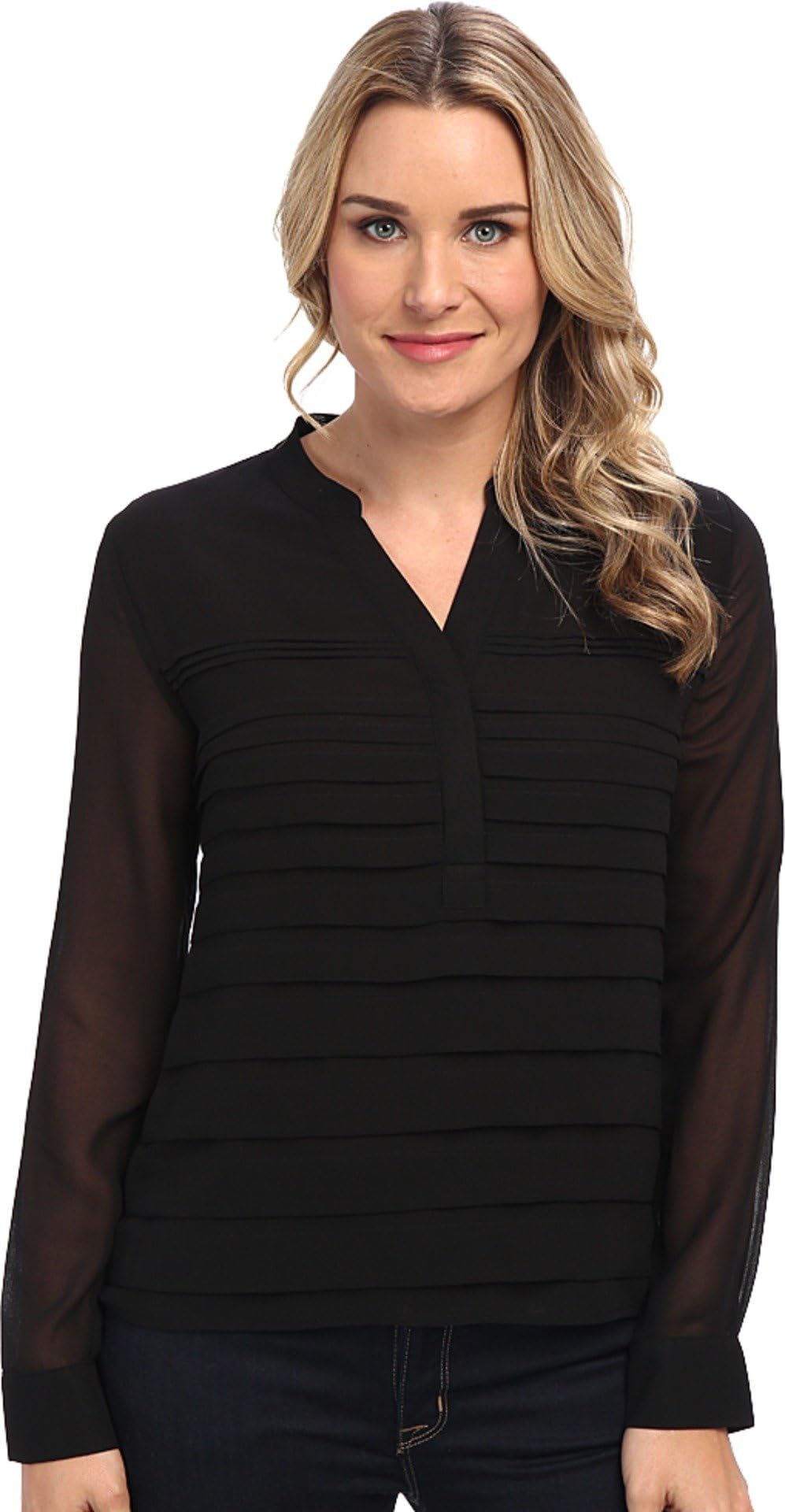 Calvin Klein Women's Chiffon Top with Pleats