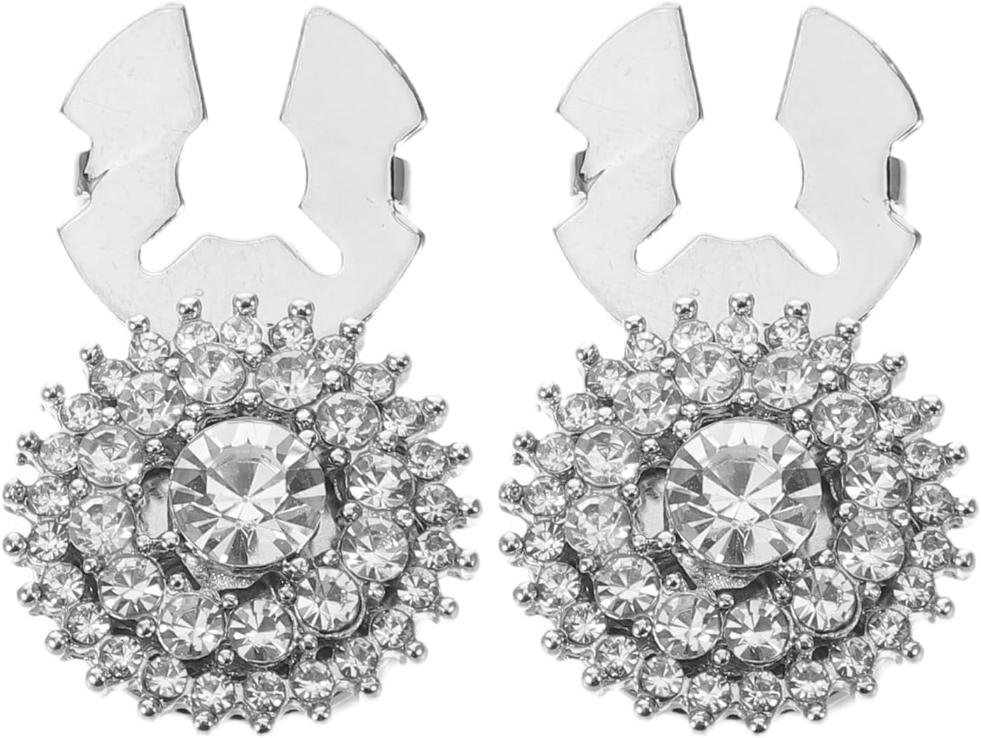 2pcs Rhinestone round Studs for Shirt and Jacket, Elegant Silver Xmas
