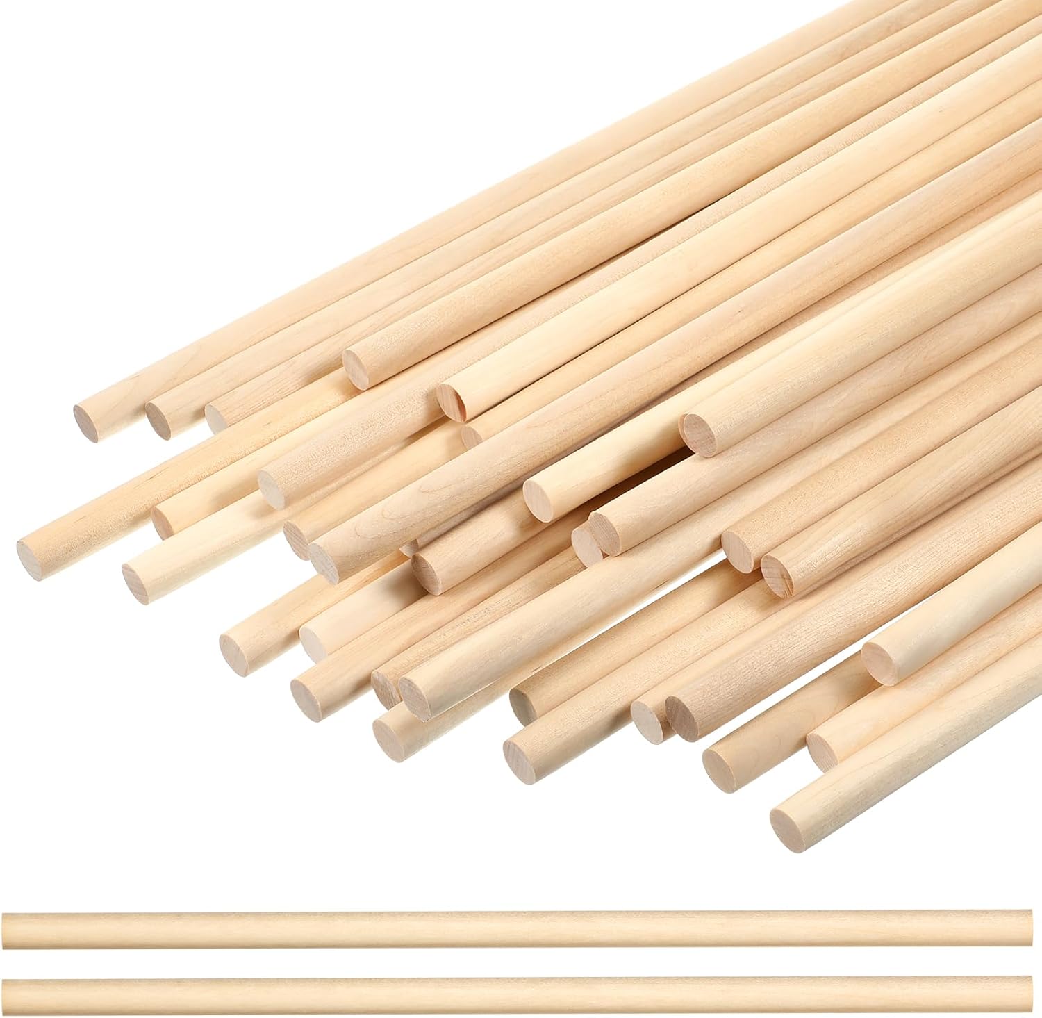 Sintuff 36 Pcs Wooden Dowel for Crafts Wood Dowel Rods Unfinished Wood Sticks Hardwood Sticks for Cake Support Crafts(1/2 x 36 Inch)