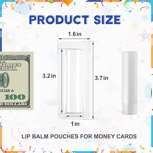 Miniatura 3 de 70 paquetes de plástico para dinero en efectivo, bolsas transparentes para bálsamo labial con adhesivo, soporte impermeable para dinero en efectivo