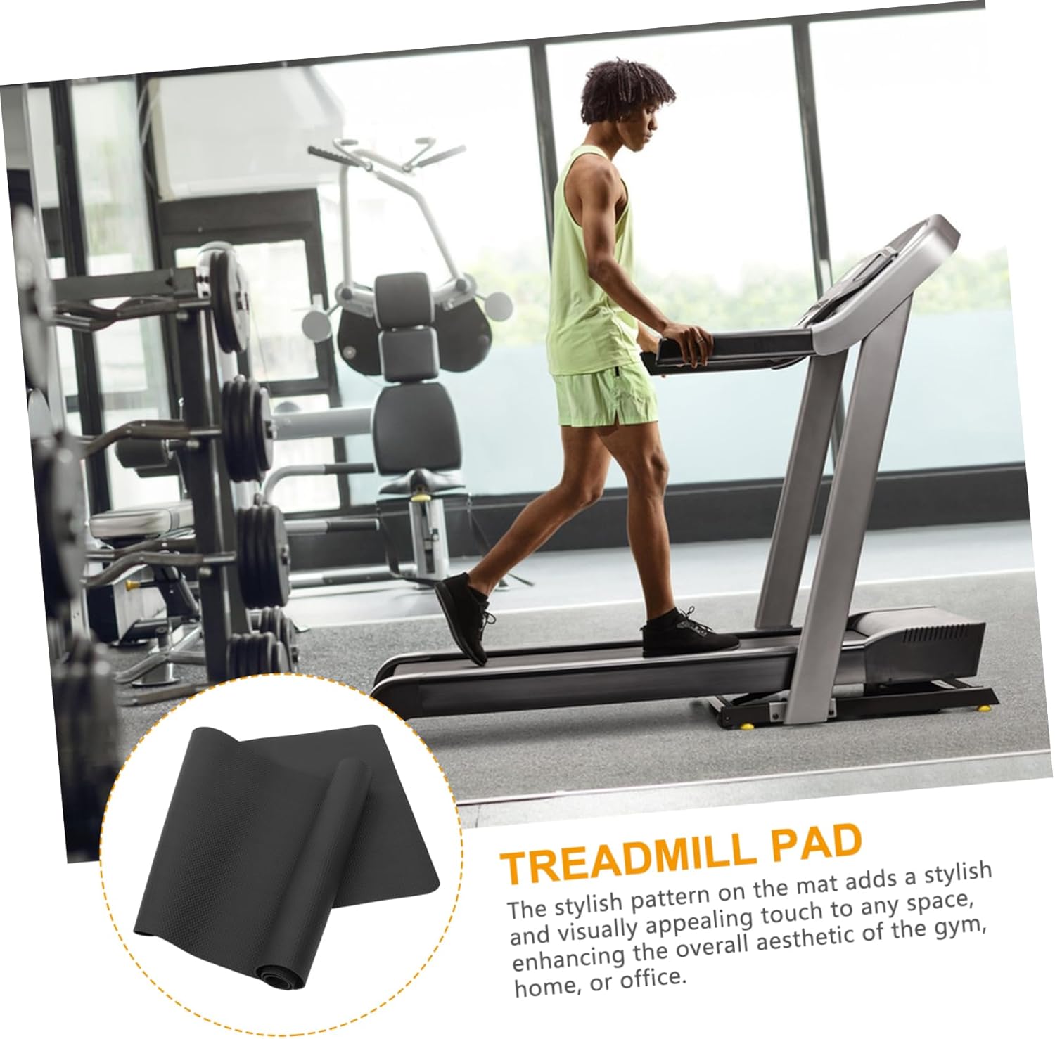 Kisangel Exercise Equipment Mat Nbr Rubber Cushion Treadmill Pad for Noise Reduction Gym Floor Protector for Home and