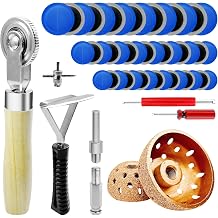 54Pcs Tire Patch Kit Heavy Duty, Tire Repair Tools 42 mm 55 mm Tungsten Steel Buffing Wheel with 32/42/58mm Tire Patches, Inner Liner Scraper, Tire Patch Roller for Car Grinding Polishing Accessories