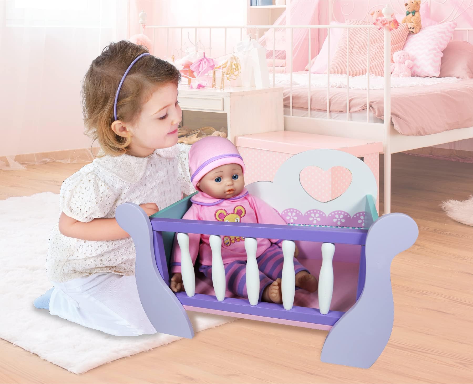 Lissi Wooden Baby Doll Cradle, Multicolor