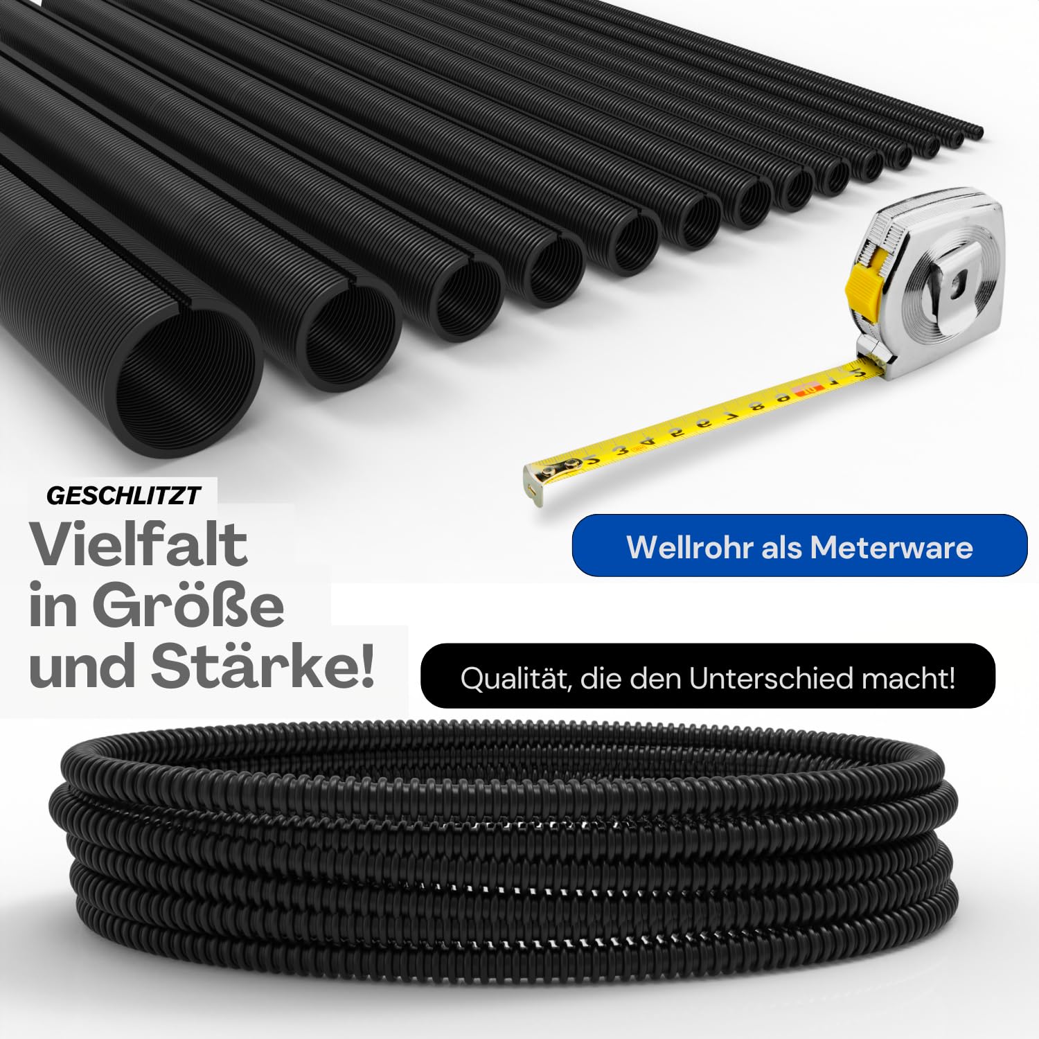 Wellrohr 5, 10, 25 oder 50 Meter Wellschlauch Isolierrohr Kabel Schutz Rohr Leerrohr (10m Meter, 26 mm innen / 31 mm außen - geschlitzt Wellrohr 5, 10, 25 oder 50 Meter Wellschlauch Isolierrohr Kabel Schutz Rohr Leerrohr (10m Meter, 26 mm innen / 31 mm außen - geschlitzt