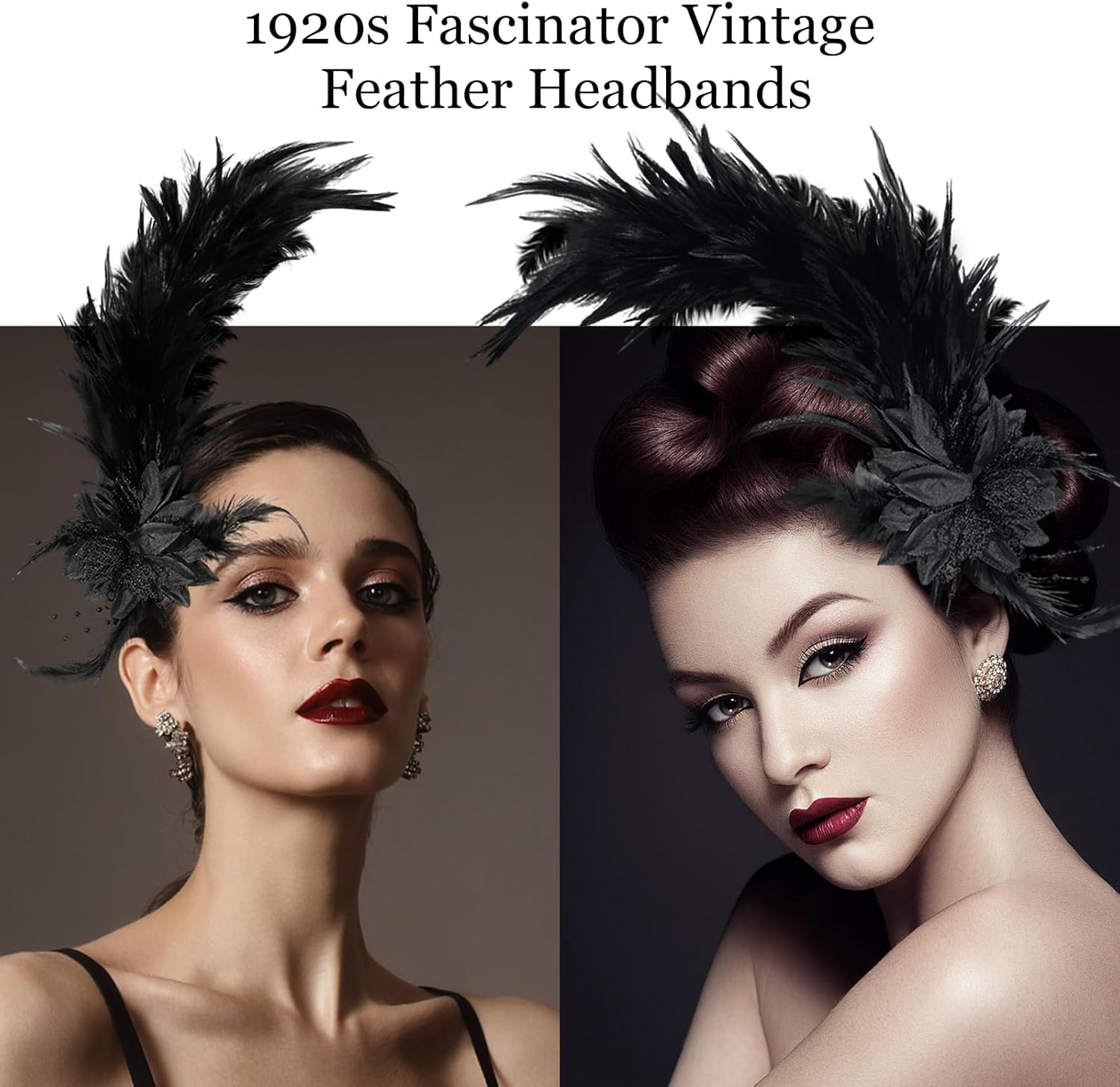 Feathers Fascinator Headband 1920s Queen Headpiece Fascinators Hats for Women Tea Party Flower Headpiece - Image 2