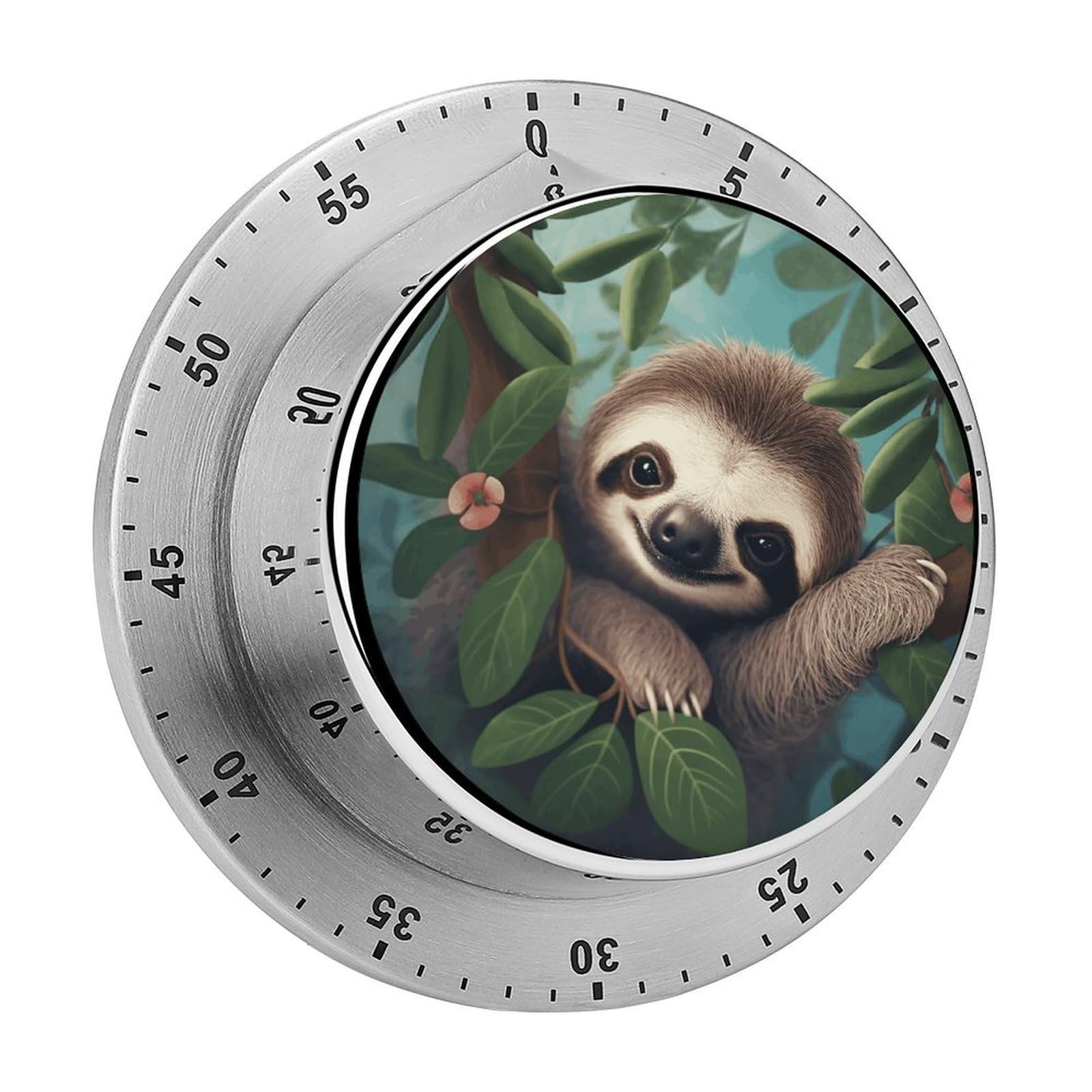 Cute Sloth Timers Kitchen Chef Cooking Timers Portable Countdown Alarm Loud Countdown Clock Waterproof Stainless Steel Timer Compact 60-Minute Mechanical Timer Daily Use