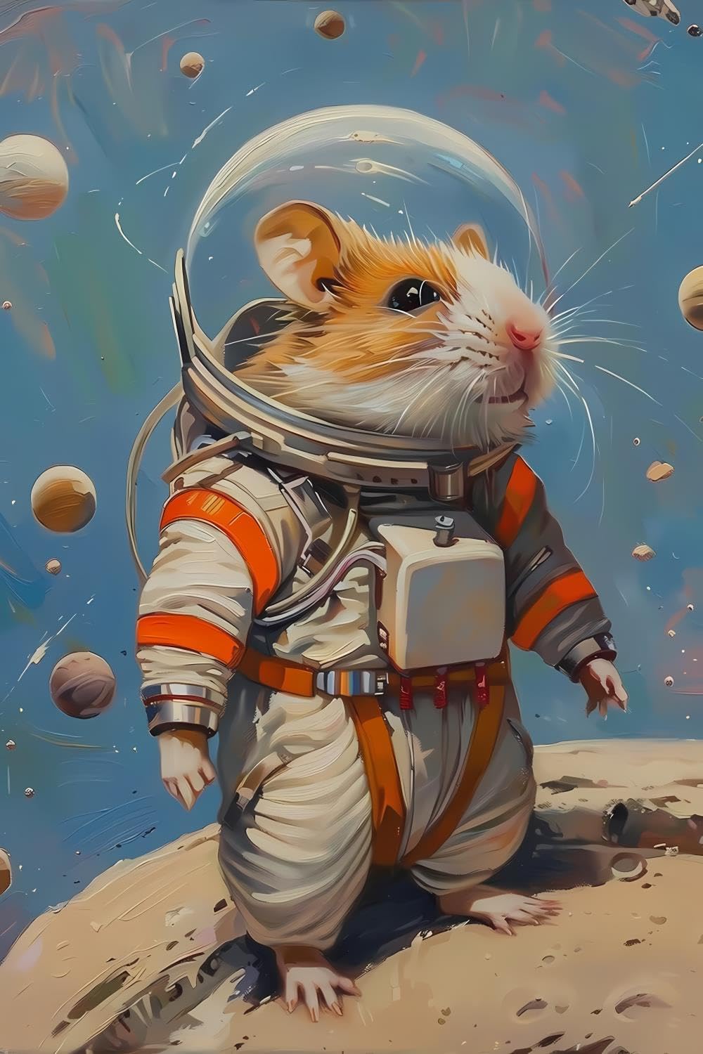 SOIOEOR 5D The Astronaut Hamster Diamond Painting Set for Adults Hamster Diamond Art for Crafts Lovers for Room Decoration 20x30 inch