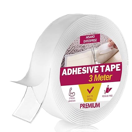 Misamo Enterprise 3 Meter Multipurpose Double Sided Tape - Adhesive Silicone Tape, Heavy Duty, Heat Resistant, Multi-Functional, Removable, Washable, Reusable Anti-Slip Tape (2 mm)