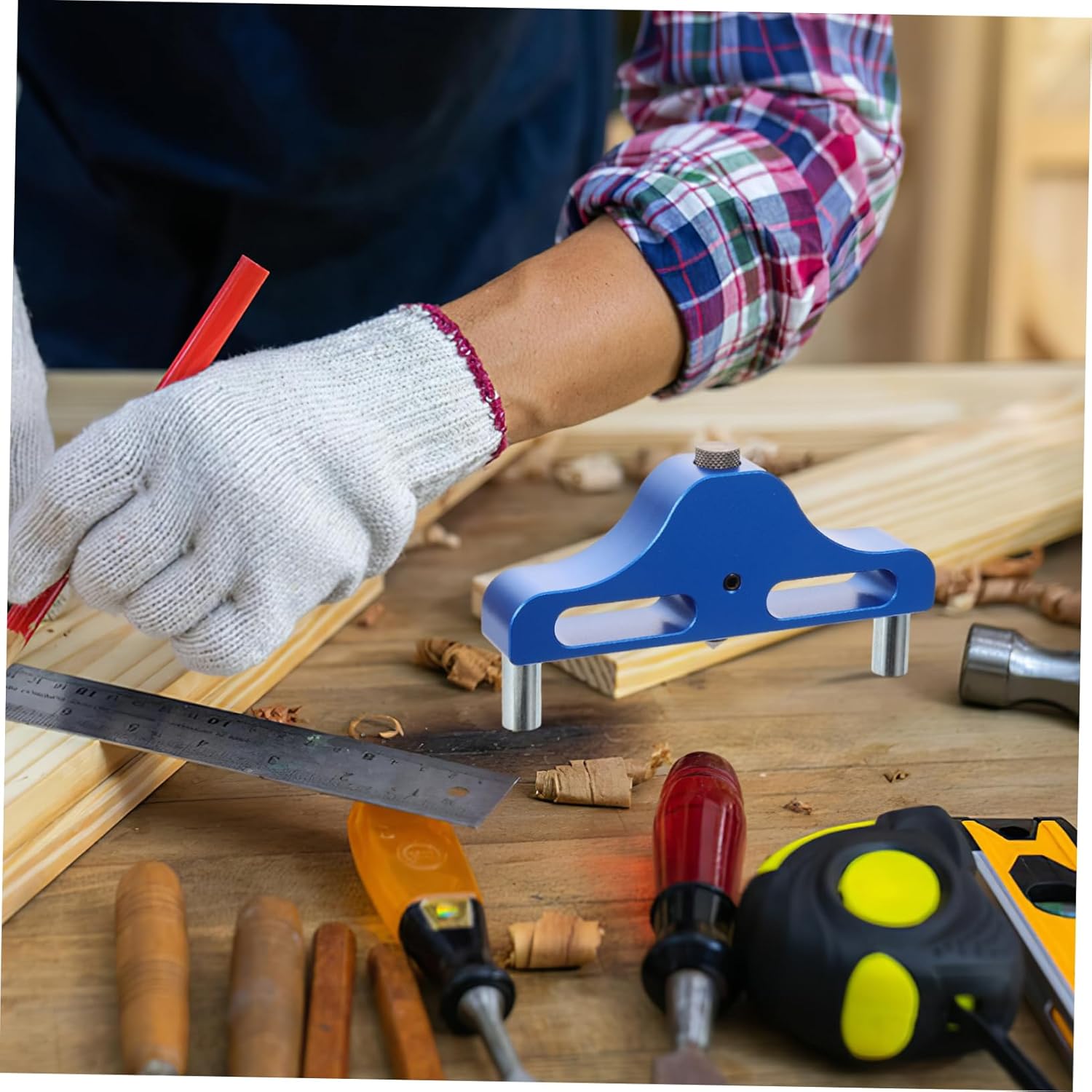 1pc Woodworking Scribe Marker Tool Center Marking Gauge for Accurate Line Measurement Durable Hand Tool for Woodworking Projects