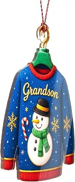 Grandson Christmas Ornament 2026 Grandson Ornament Holiday Decor Christmas Ornament Suncatcher Effect Window Hanging Car Hanging