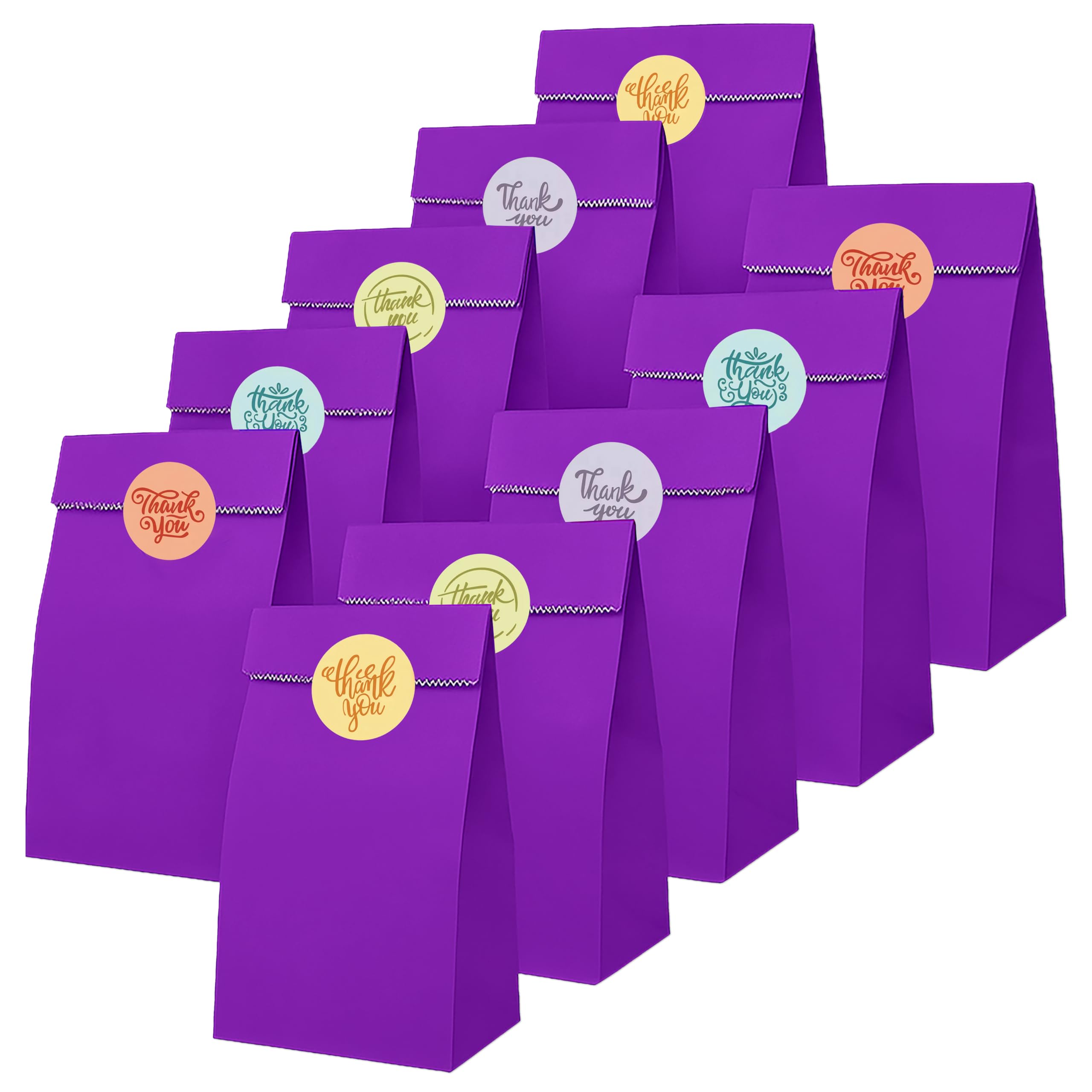 Thepaperbagstore 20 Deep Purple Paper Party Bags with Thanks Stickers