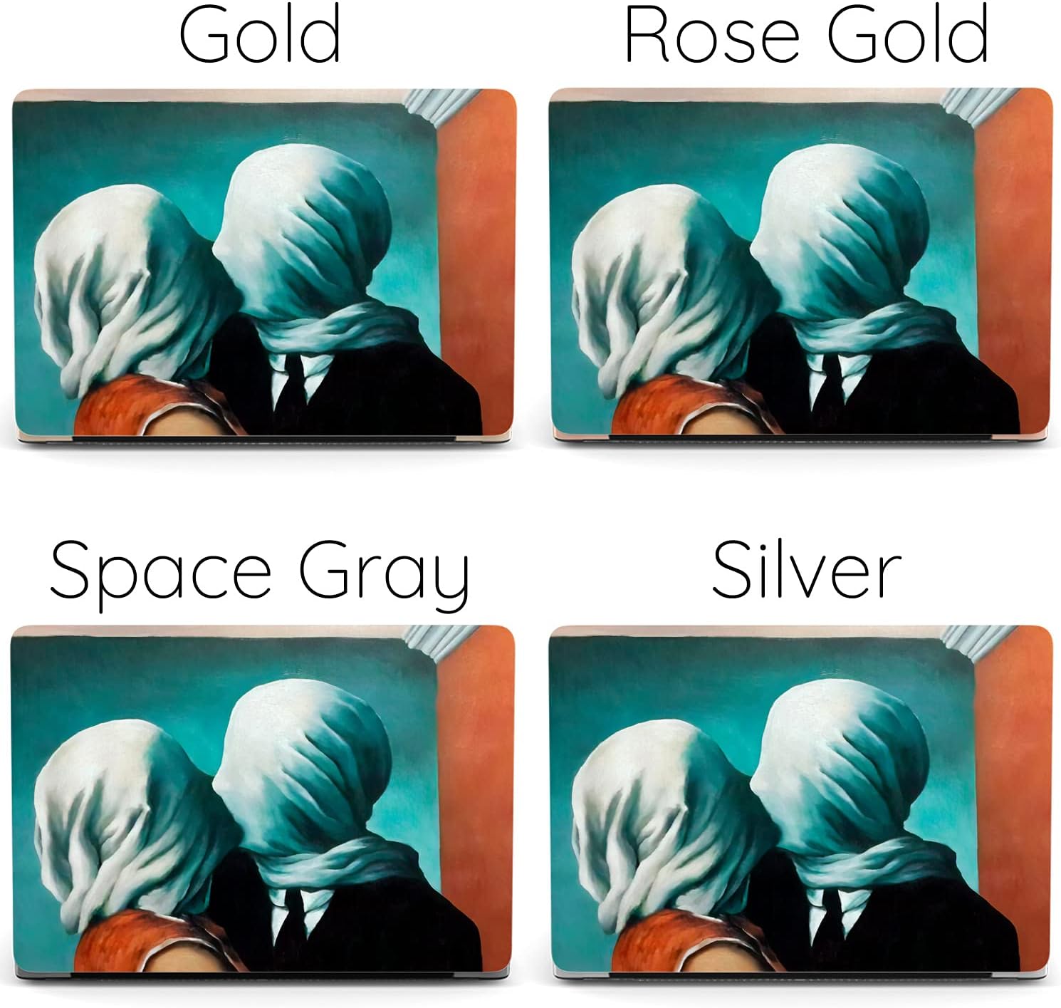 Mertak Hard Case Compatible with MacBook Pro 16 14 Air 15 13 inch M3 M2 M1 Mac 2024 2023 2022 2018 Clear Artwork Laptop The Lovers Kiss Touch Bar Cover Rene Magritte Plastic Protective Painting Print