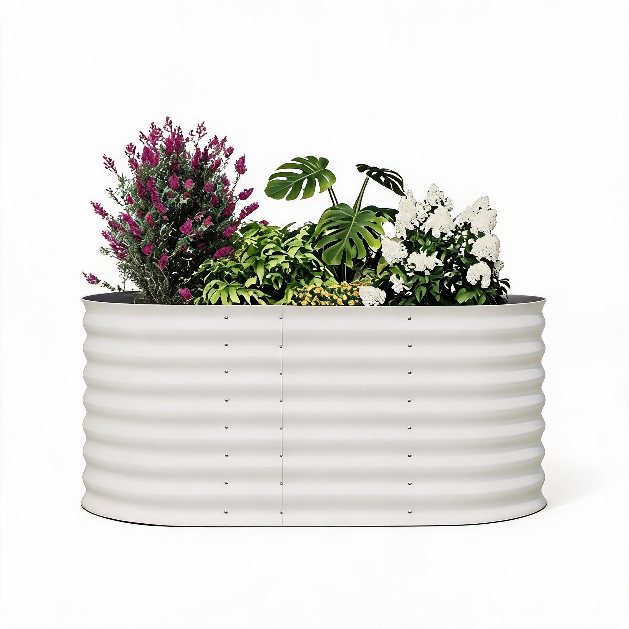 Acekool Galvanized Steel Raised Garden Bed Planter - 4x2x2 ft, 24" Tall, Rust-Resistant, Open-Bottom, Easy Assembly for Vegetables/Flowers/Herbs - Beige or Green