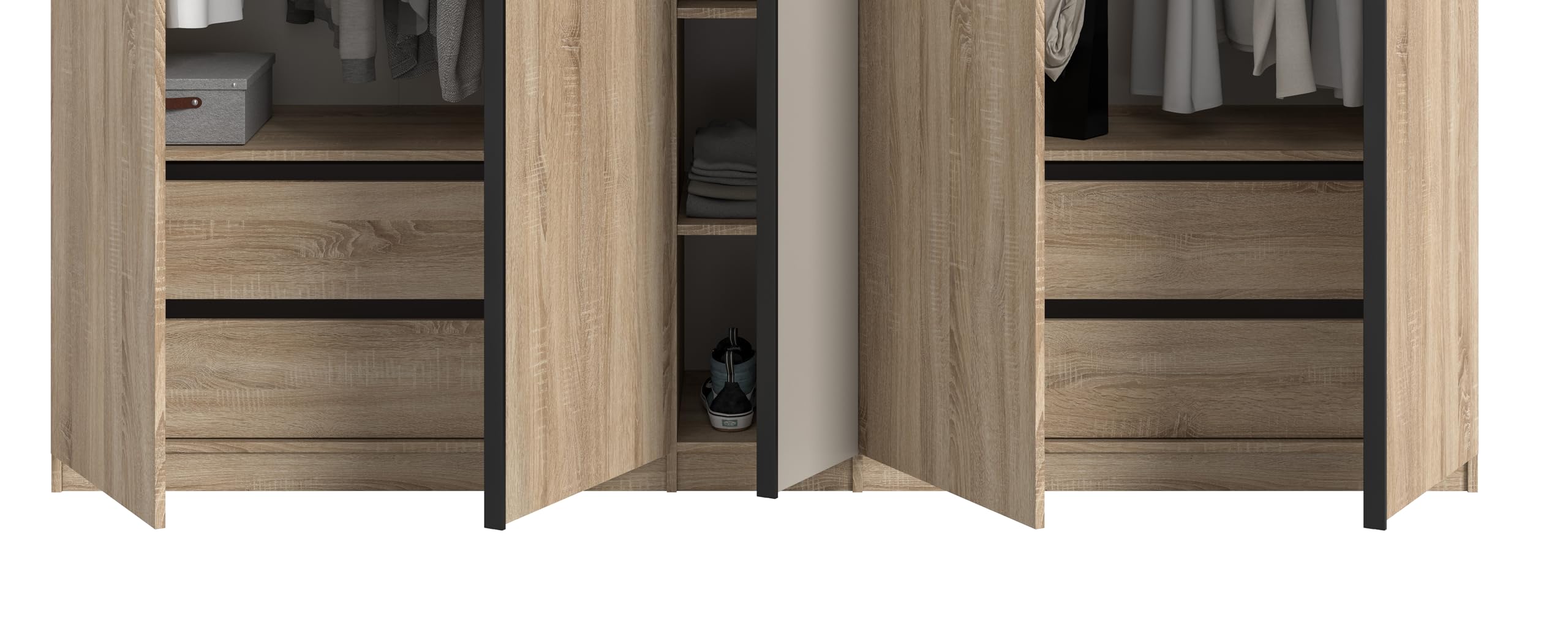 xonox.home – Schubkasteneinsatz Oakland 97x47x48 cm in Sonoma Eiche und Kaschmir Nachbildung – Praktischer Einschub für 5-TRG. Kleiderschrank – Ideale Ergänzung für mehr Ordnung