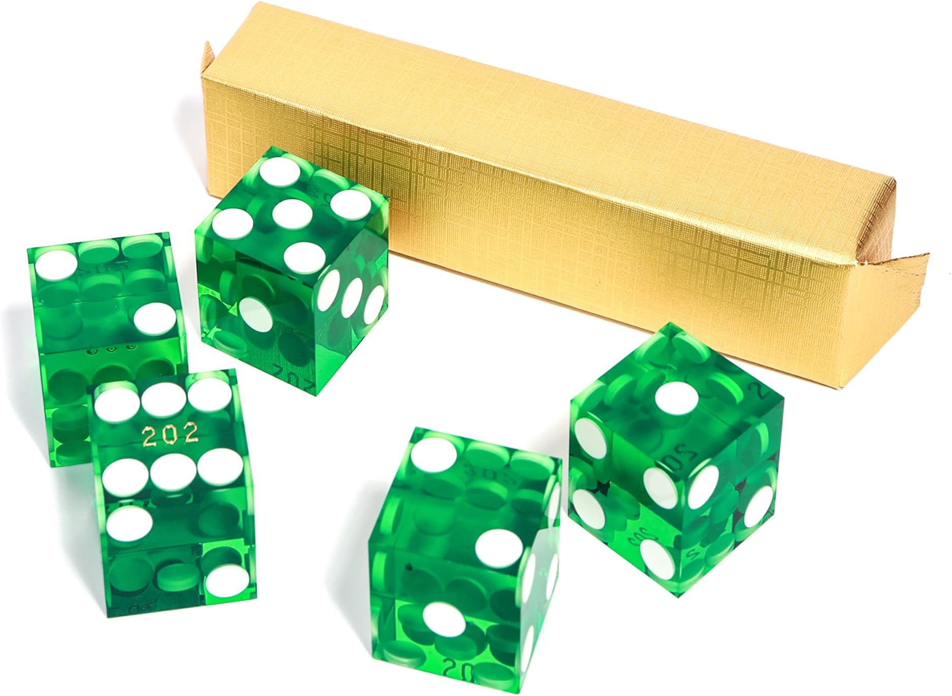 GSE Games & Sports Expert AAA Grade 19mm Pro Vegas Casino Style Craps Dice Set of 5 with Razor Sharp Edges & Matching Serialized Numbers for RPG, Dice Stacking, Yahtzee Dice Games