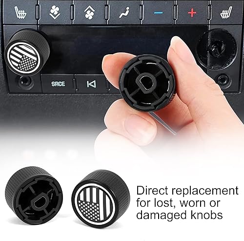 Miniatura 5 de VOFONO Pomo de radio trasero con bandera estadounidense 2 unidades, botones estéreo de repuesto para Chevy Chevrolet Silverado GMC Acadia Sierra