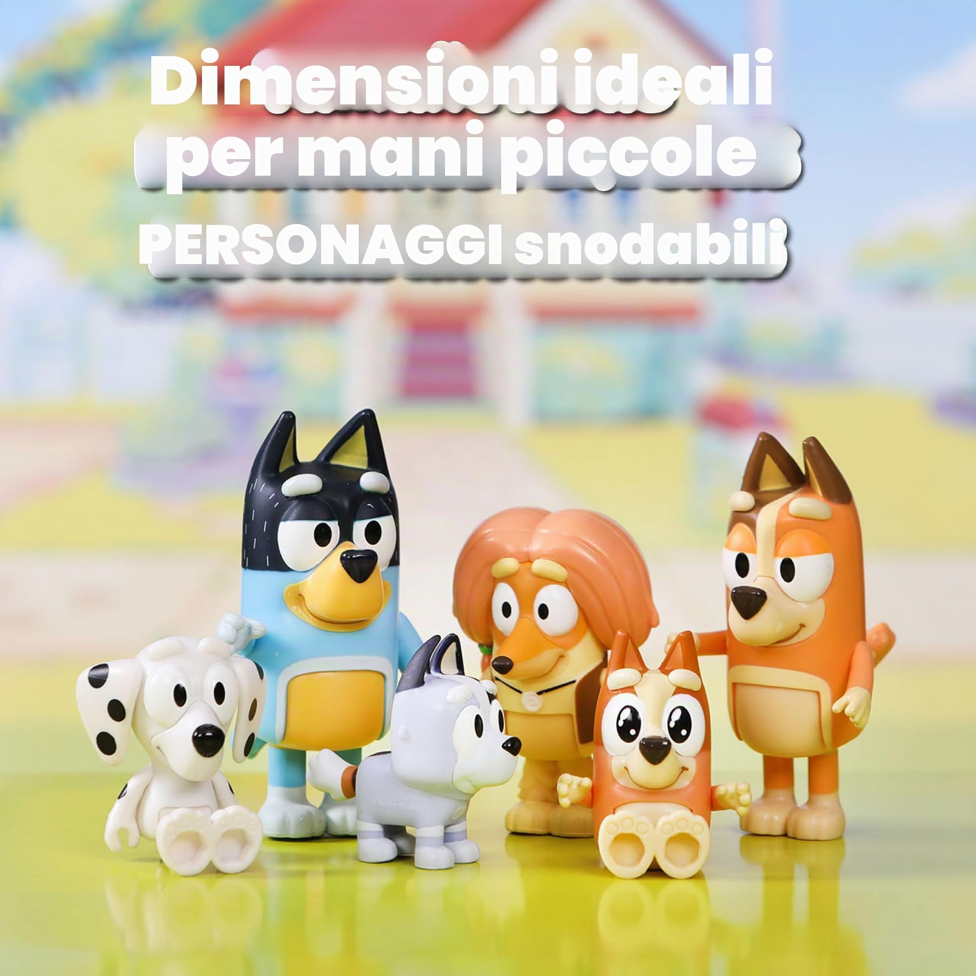 BLUEY - Confezione da 8 figure Famiglia e Compagni del Cole, Figure articolate, bambole da 6 a 8 cm, collezione di personaggi della serie di disegni per bambini, ragazzi e ragazze +3 anni, famoso