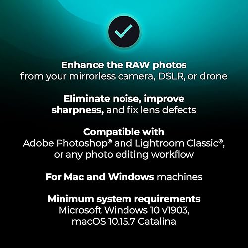 Miniatura 7 de DxO PureRAW - Photo Editing Enhancement Software - Noise Reduction & RAW Optimization - Sharper, Cleaner Images for DSLR, Mirrorless, Drone Photos -