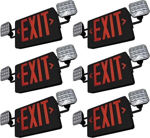 Miniatura 7 de Combo de señal de salida LED y luz de emergencia con batería de respaldo (rojo y negro, 1 unidad)