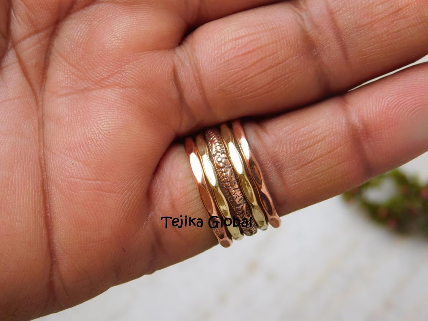 Set of 5 Solid Copper Stackable Arthritis Rings, Handmade ring for men women, Copper Splint Ring for Copper Jewelry,