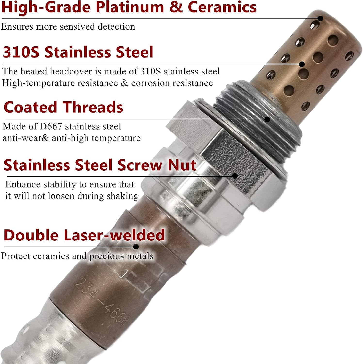 Marsflex Oxygen O2 Sensor 234-4668 Upstream Heated Compatible with Chevy Silverado Suburban Avalanche Tahoe Malibu GMC Yukon Sierra Cadillac Buick Pontiac,Replacement 15284 250-24470 : Automotive