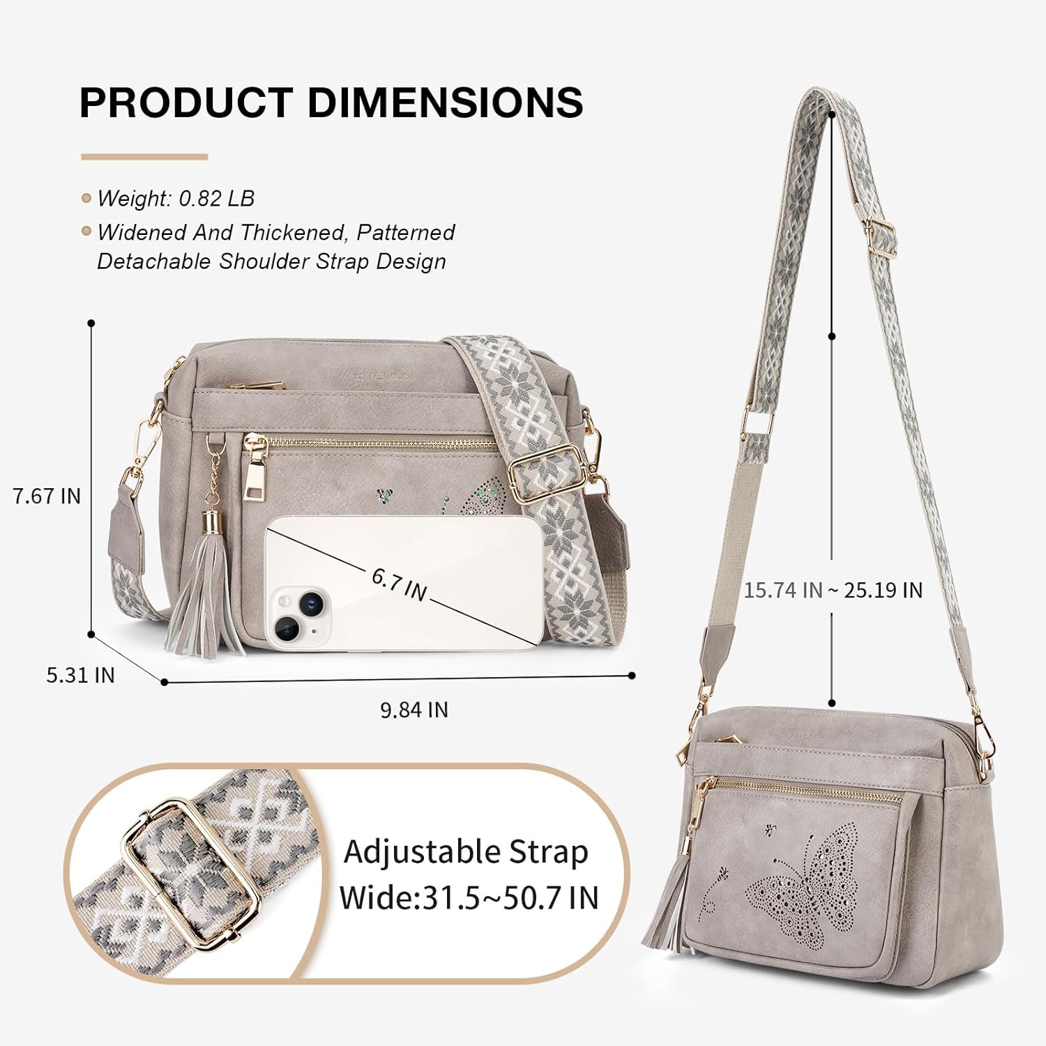 Crossbody Bags for Women Trendy Leather Crossbody Purse Shoulder Handbags Butterfly Design - Image 5