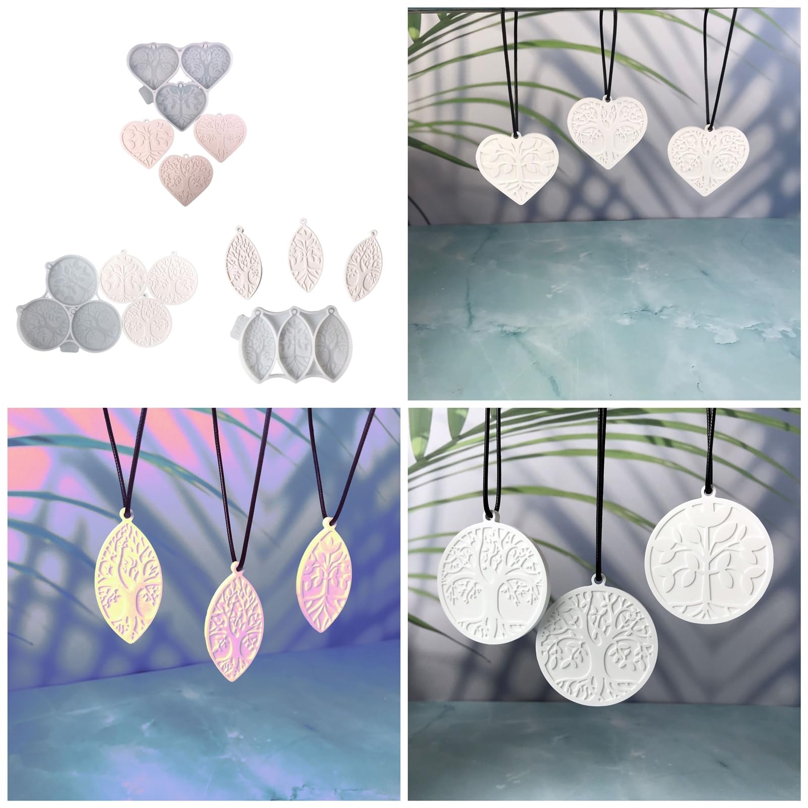 Stampo in silicone per colata in resina epossidica, a forma di cuore/portachiavi rotondo con foro