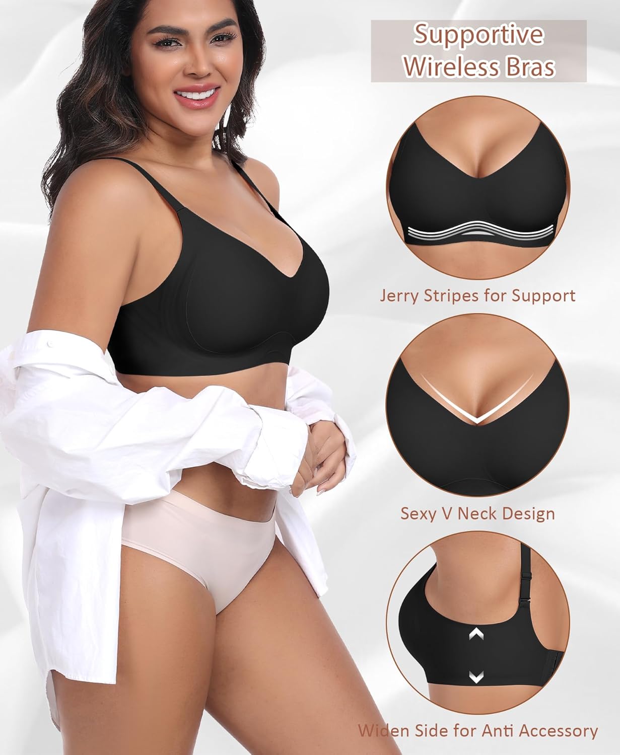 Ganado Bras for Women No Underwire Wireless Push Up Bra Full Coverage Seamless Comfortable Bralettes - Image 2