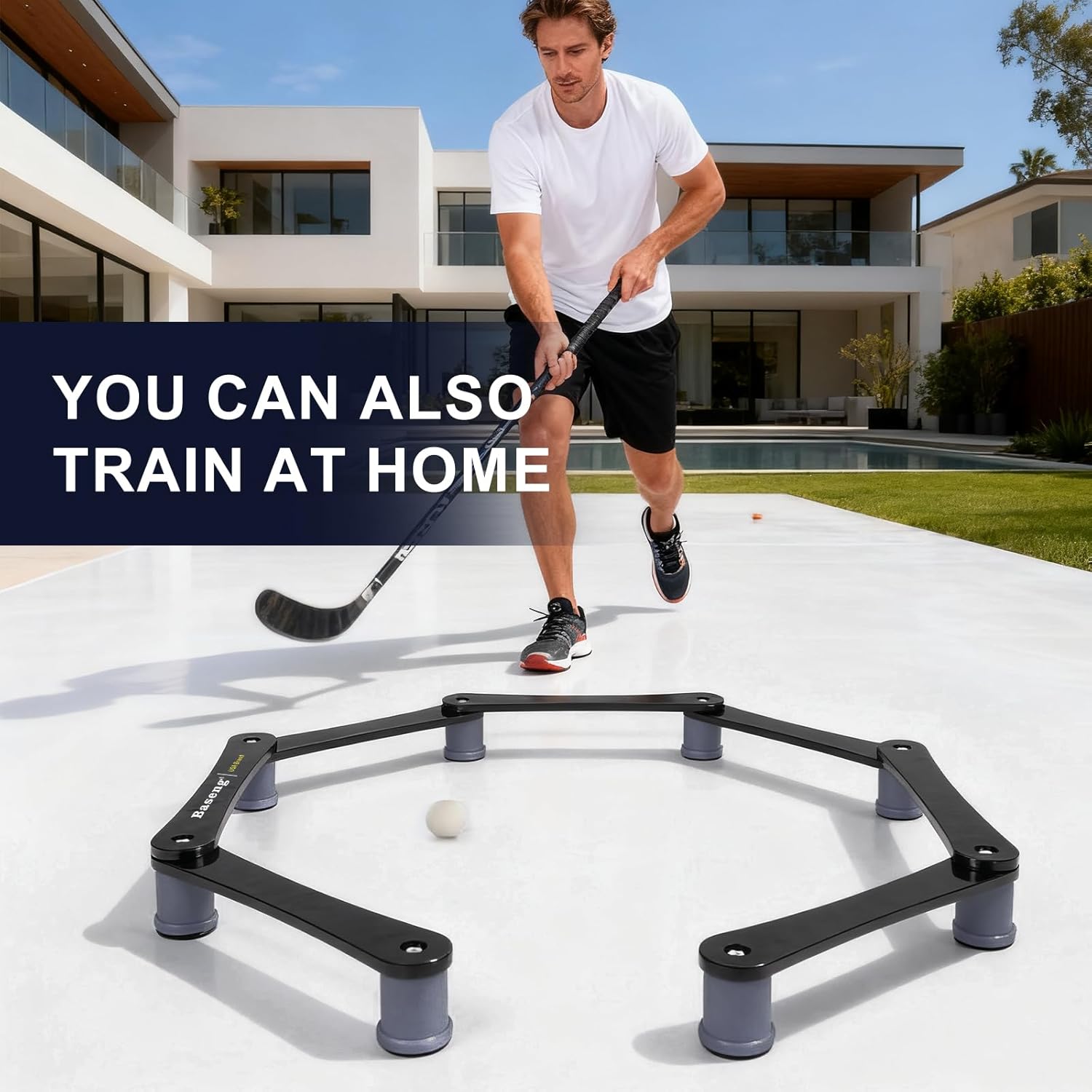 Hockey Stick Handling Trainer | Adjustable Hockey Training Equipment for Puck Control, Hand-Eye Coordination & Reaction Time | Portable On/Off Ice Trainer for All Ages,5/7 Sections