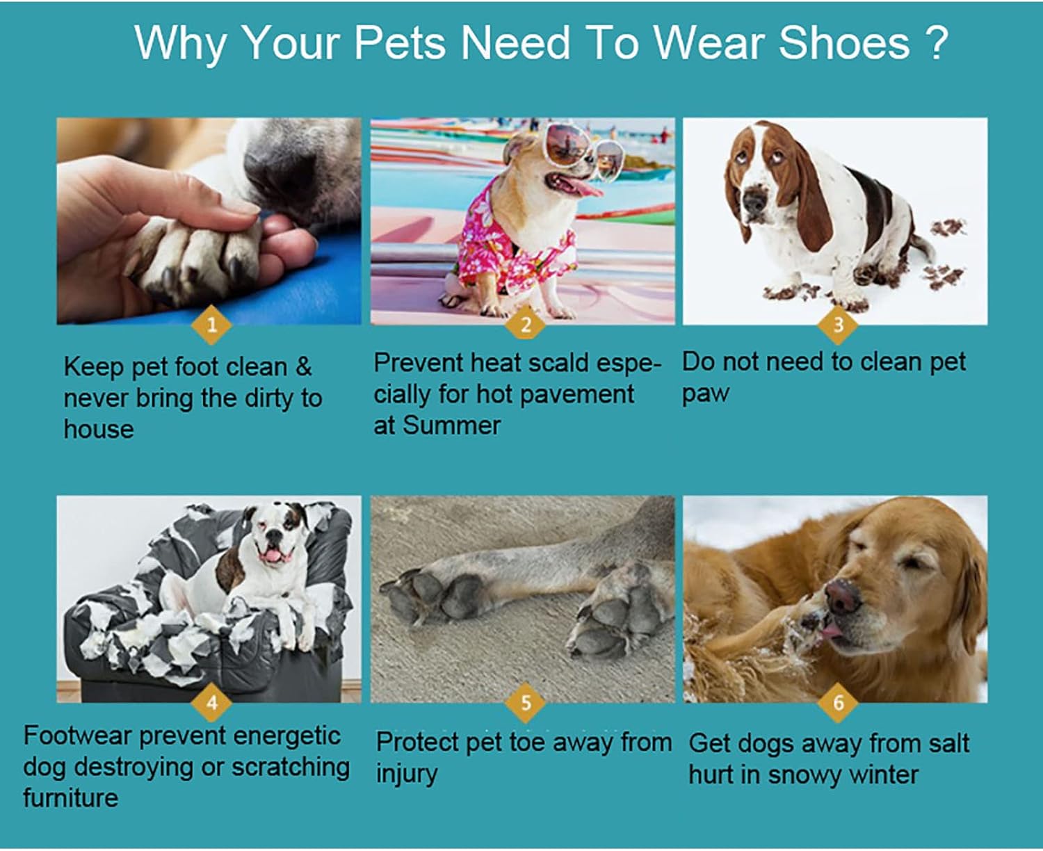 Pet Dog Shoes Mountain Wearable PVC Soles Dog Boots with Non-Slip Rubber Soles Reflective Straps for Walking Running