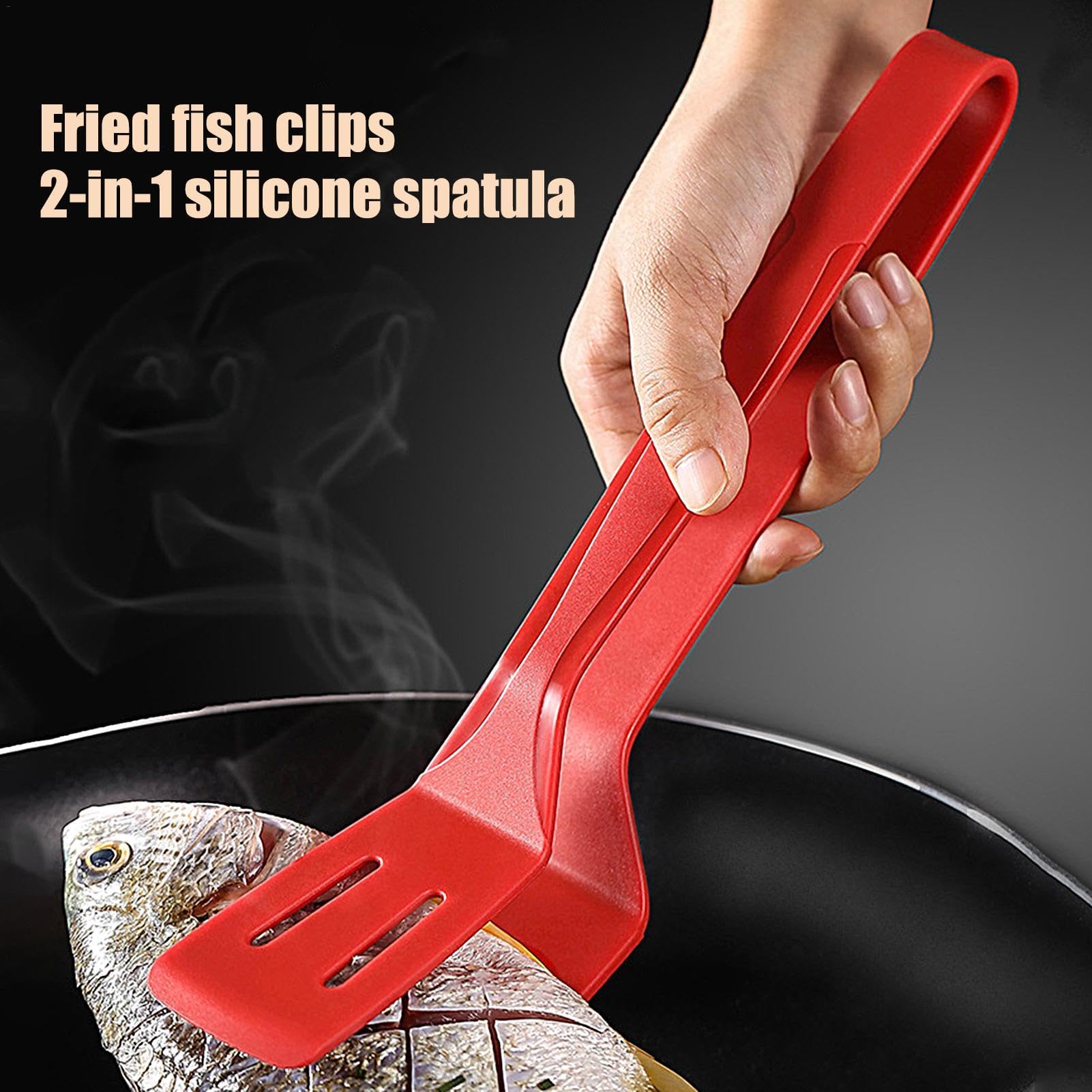 Silikon-Küchenzange zum Kochen – vielseitiger Spatel und Fischwender mit rutschfesten Silikonspitzen, vielseitiger Küchenspatel, ergonomisches und praktisches Kochwerkzeug für Steak