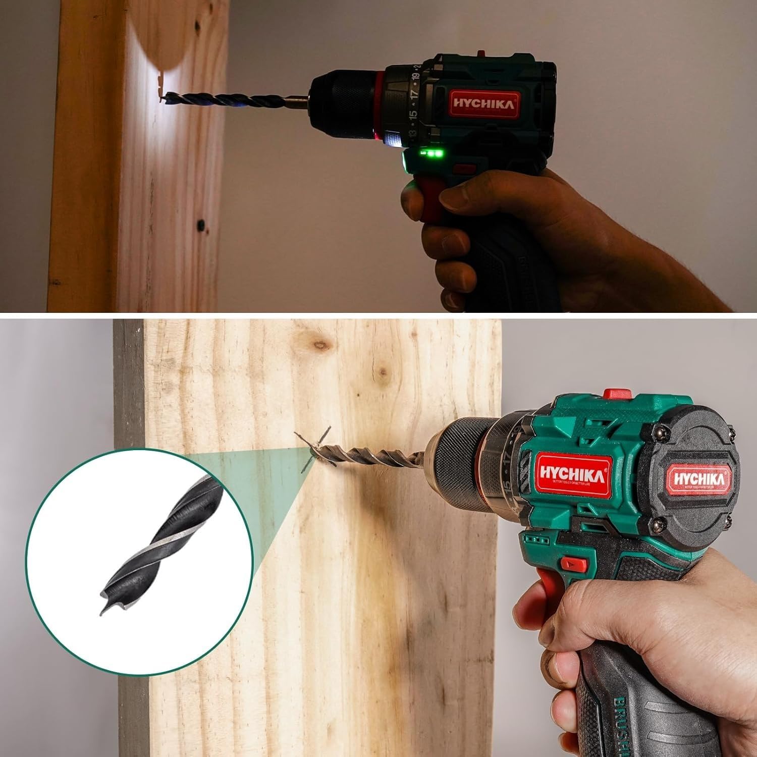 2 Sets of 16.8V Drill Set, True Brushless Power Drill Driver Cordless Compact Drill Woman Man,410 IN-LB, LED Light,2 Variable Speed 23+1 Torque 3/8" Keyless Chuck, 1 Lithium-Ion Battery,Power Tool Set